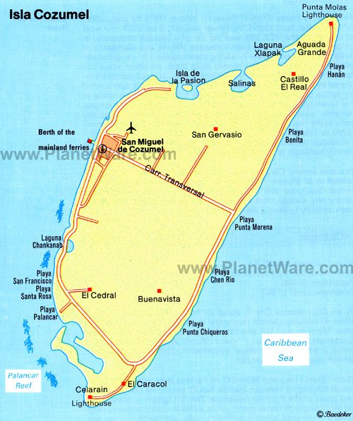 Isla Cozumel Map - Tourist Attractions