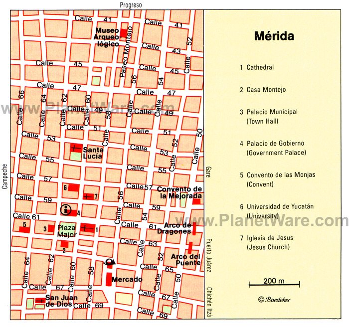 tourist map of merida mexico