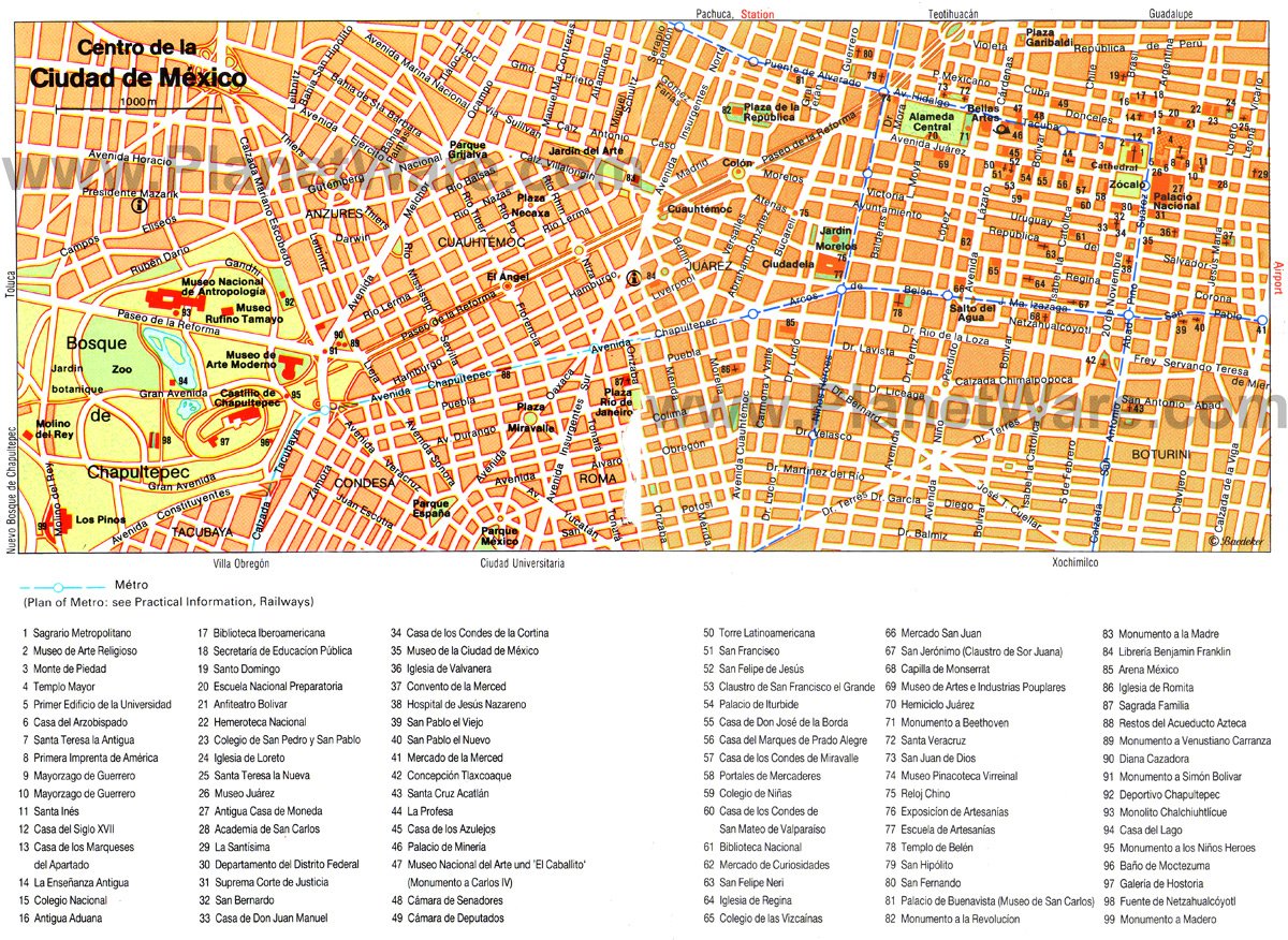 tourist map of mexico city