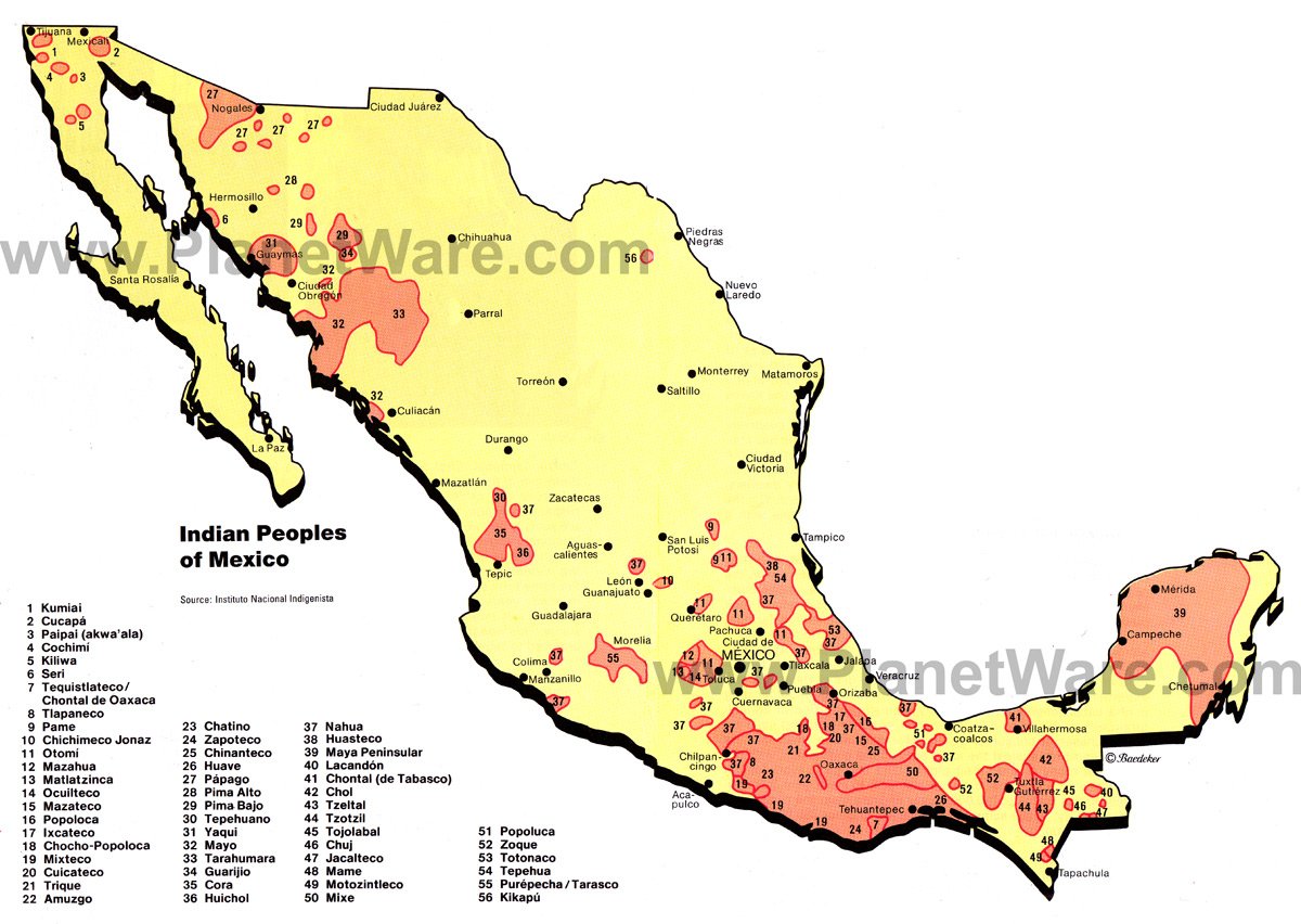 Native American Tribes Of Mexico Map - United States Map