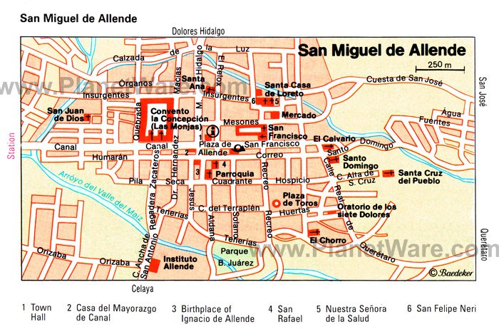 San Miguel de Allende Map - Tourist Attractions