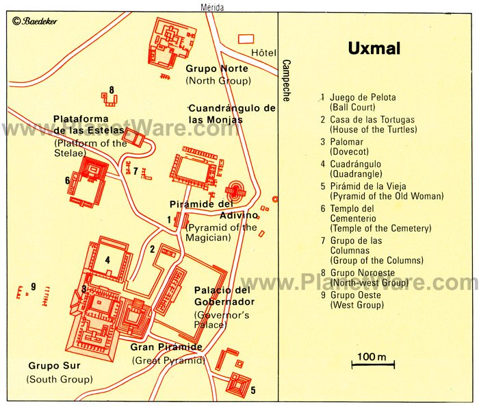 Uxmal - Site map