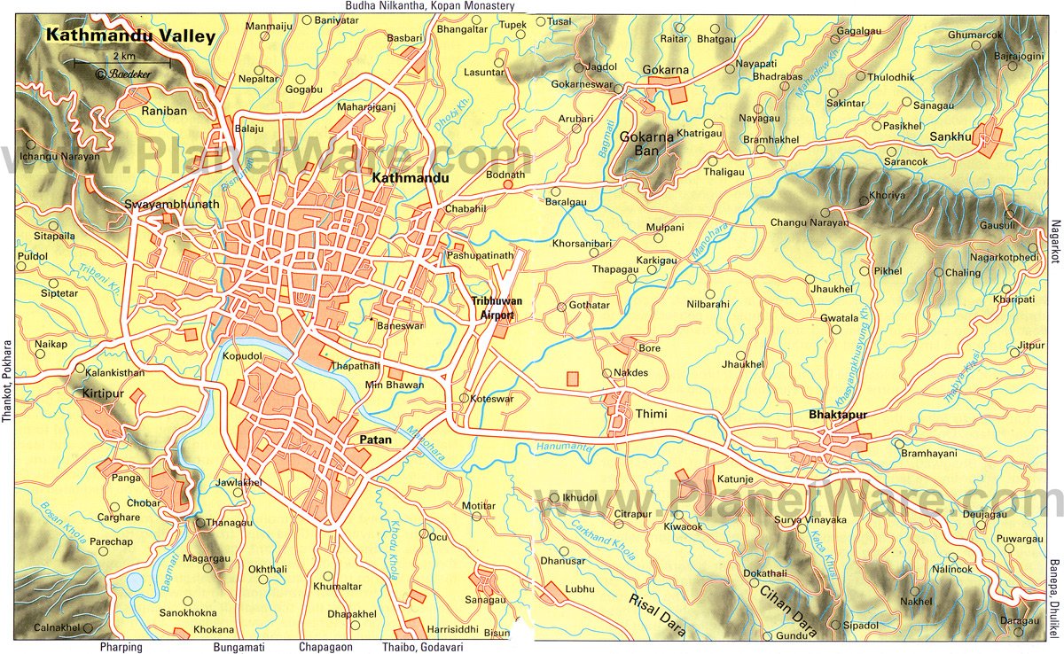 Kathmandu Valley Map - Tourist Attractions