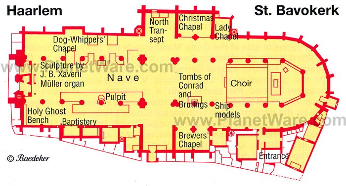 Haarlem's St Bavokerk - Floor plan map