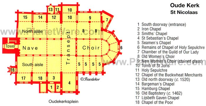 Oude Kerk in Amsterdam - St Nicolaas - Floor plan map