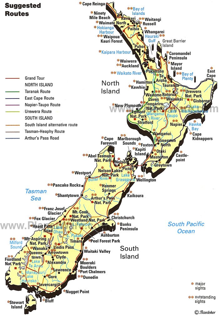 south island new zealand map Map Of New Zealand Planetware south island new zealand map