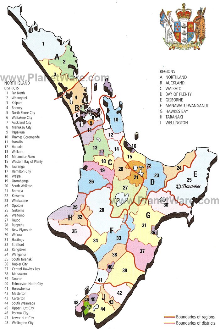 Map of Northland, New Zealand, including major points of interest in