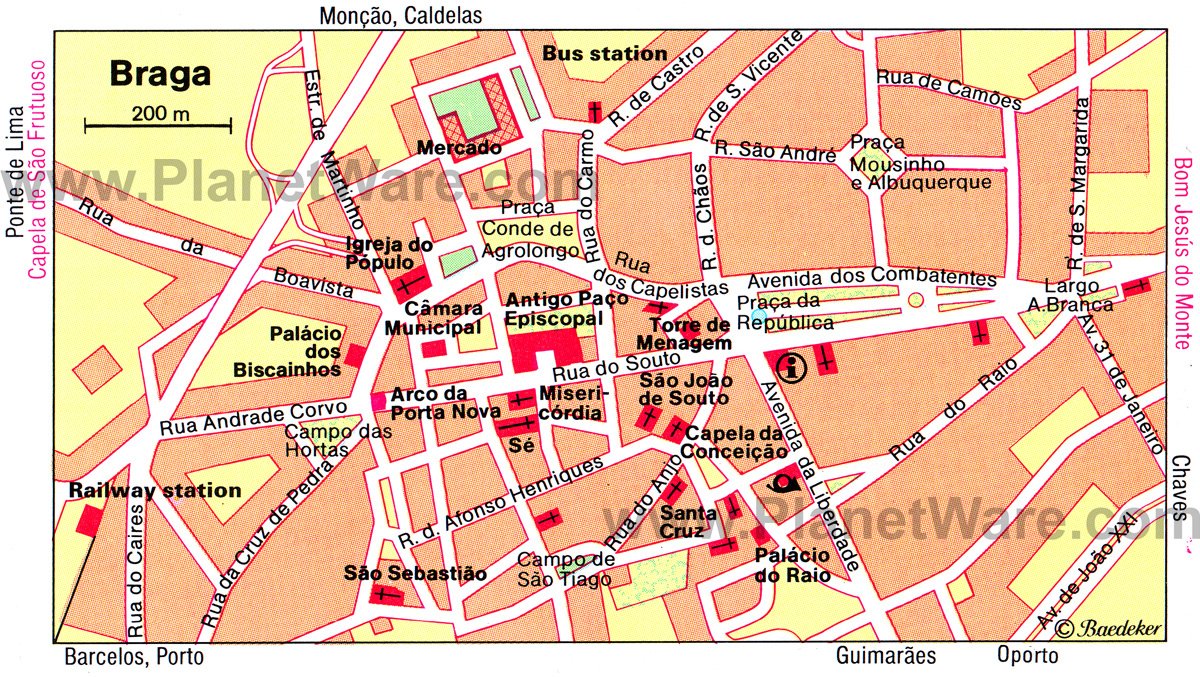 Braga Map - Tourist Attractions