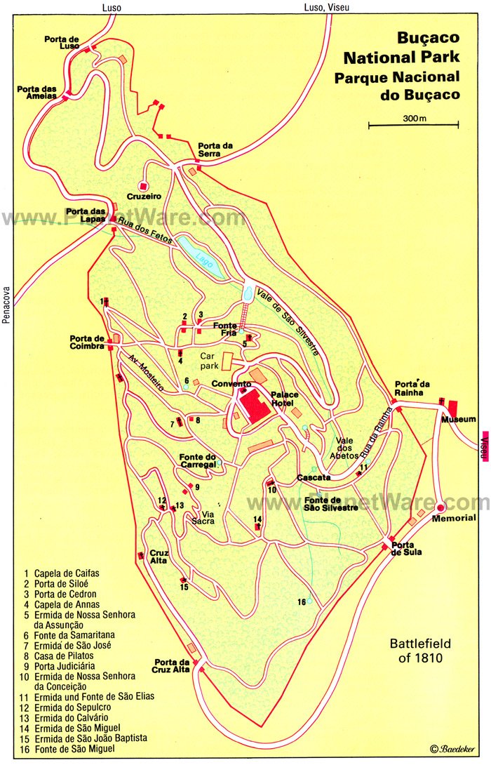 Bucaco National Park Map - Tourist Attractions