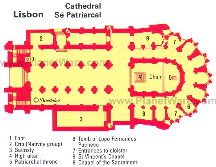 Lisbon Cathedral - Floor plan map