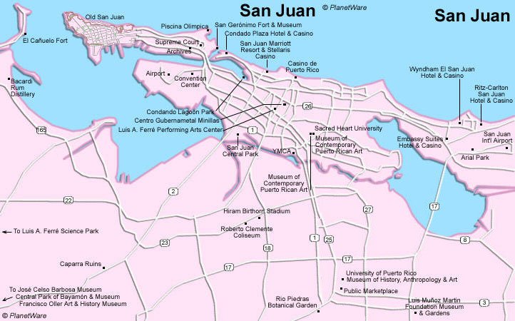 Puerto Rico - San Juan Map - Tourist Attractions