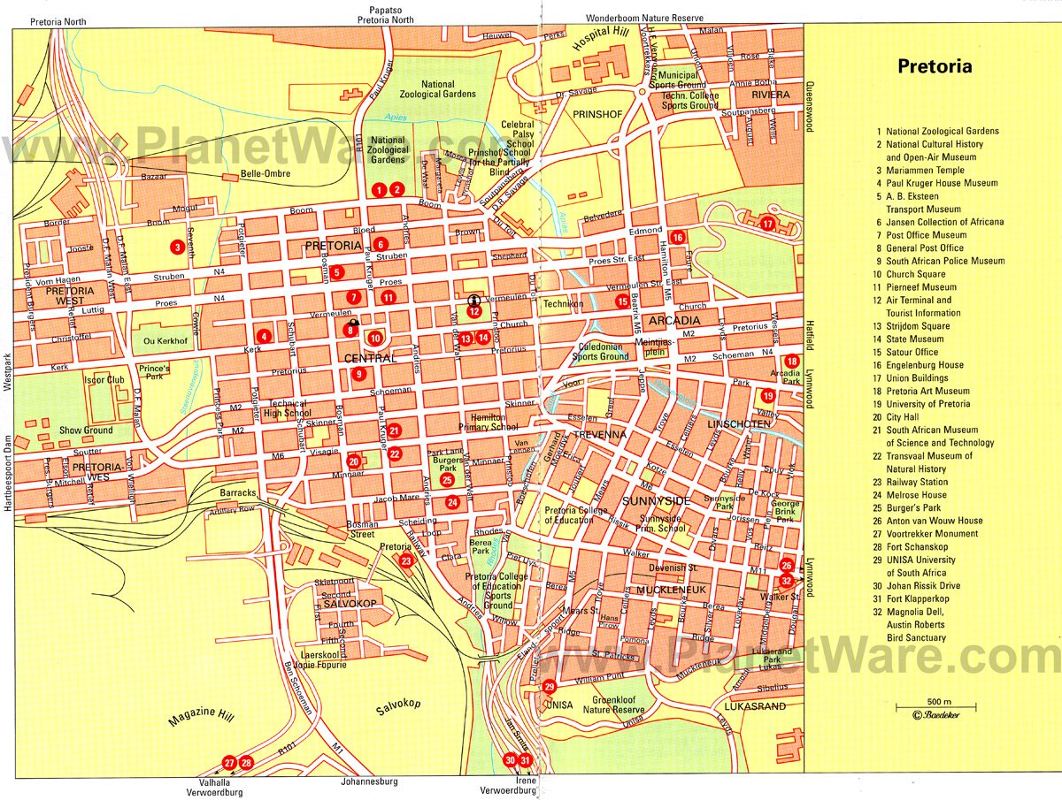 Pretoria Map - Tourist Attractions