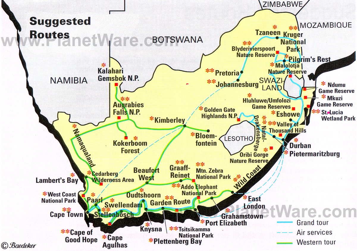 South African Tourism Map