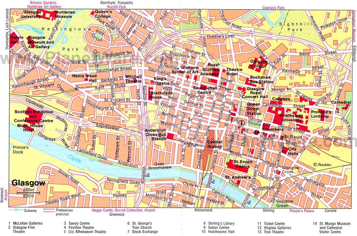 glasgow tourist map printable