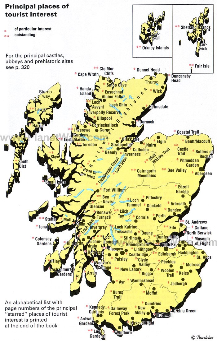 Map Of Scotland Places Of Tourist Interest Planetware