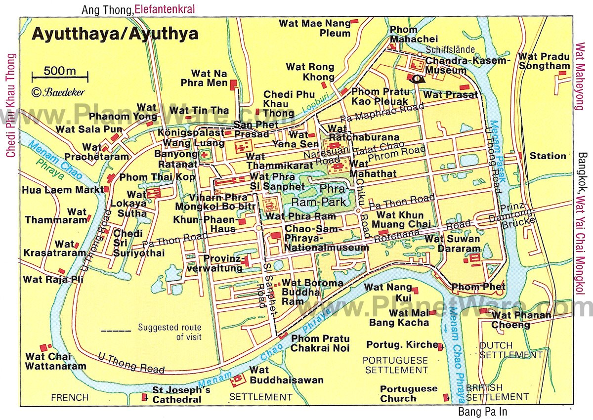 Ayutthaya Map - Tourist Attractions