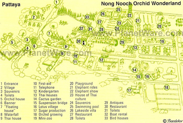 Nong Nooch Orchid Wonderland, Pattaya, Chonburi - Layout map