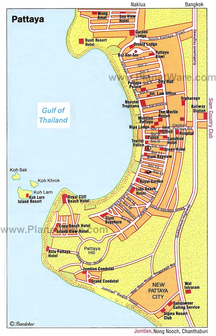 Pattaya, Chonburi Map - Tourist Attractions