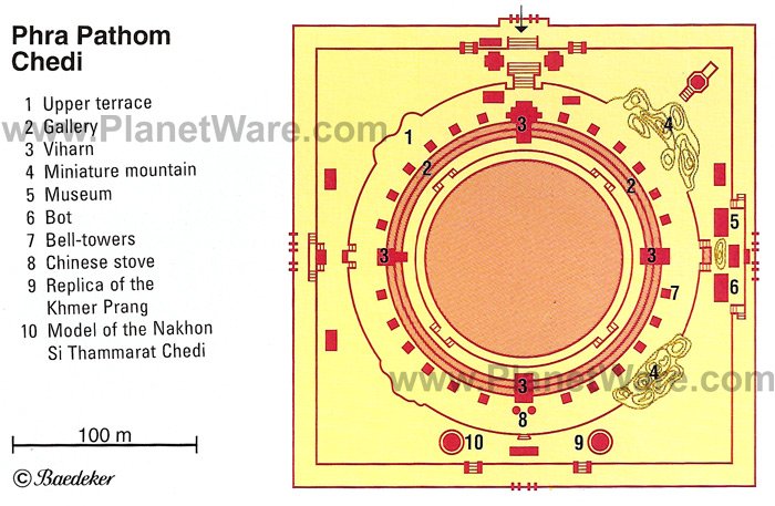 Phra Pathom Chedi, Nakhon Pathom - Carte du plan d'étage