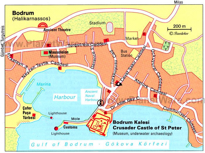 Bodrum Map - Tourist Attractions