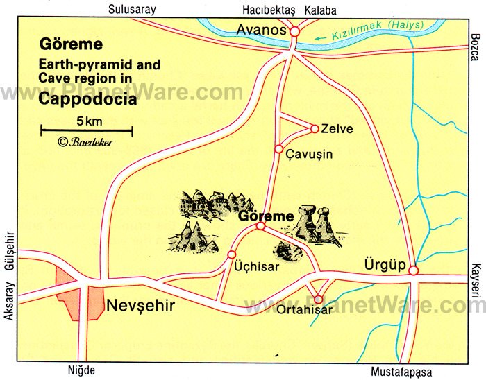 Cappadocia Map - Tourist Attractions