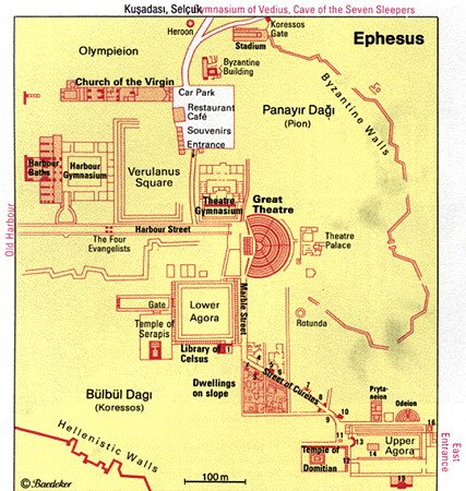 Ephesus Map - Tourist Attractions
