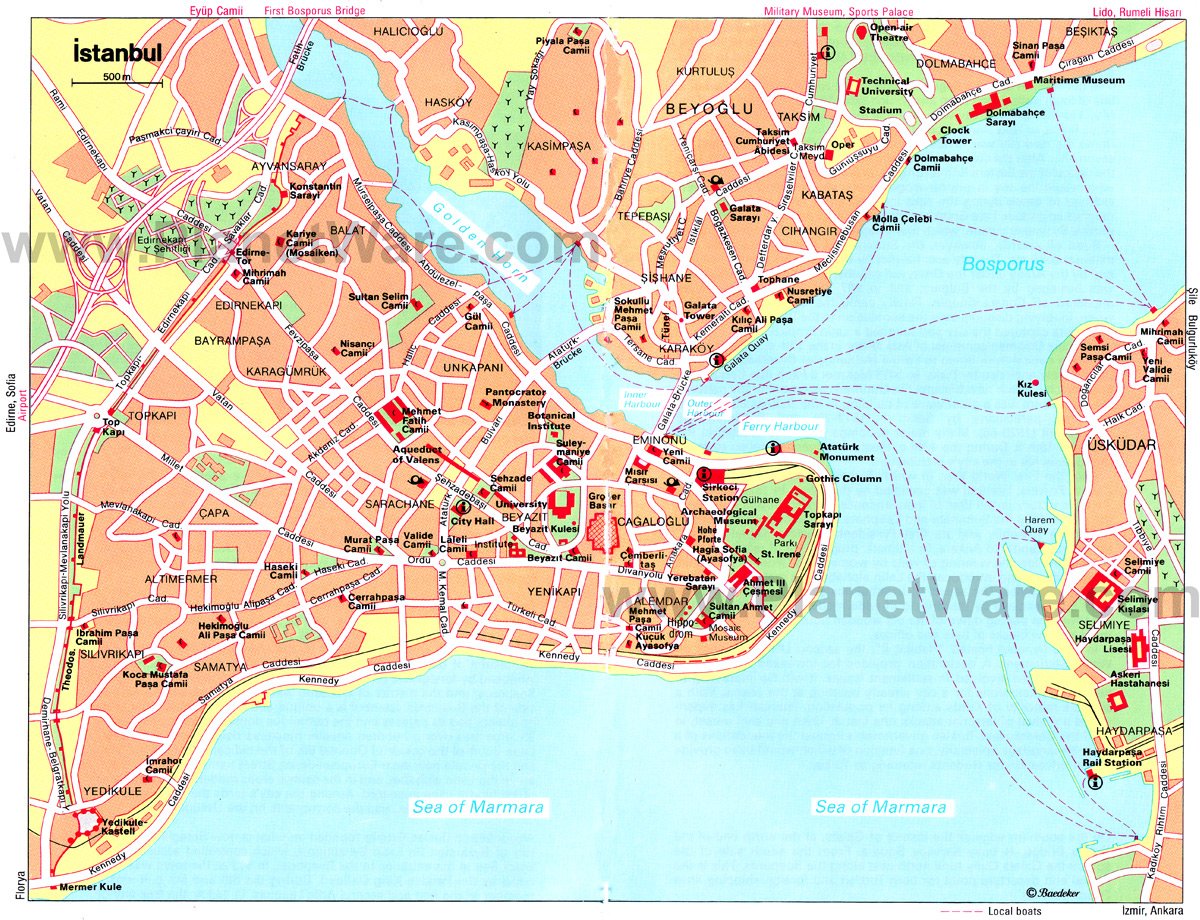 tourist attraction istanbul map