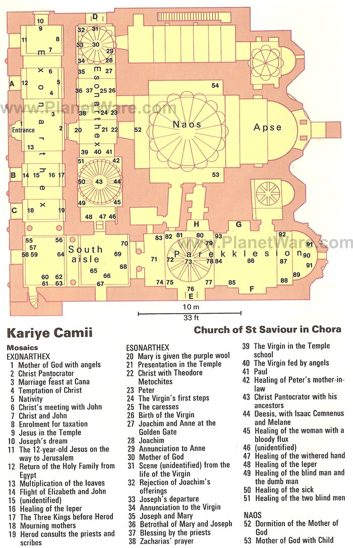 Kariye Camii - Carte du plan d'étage