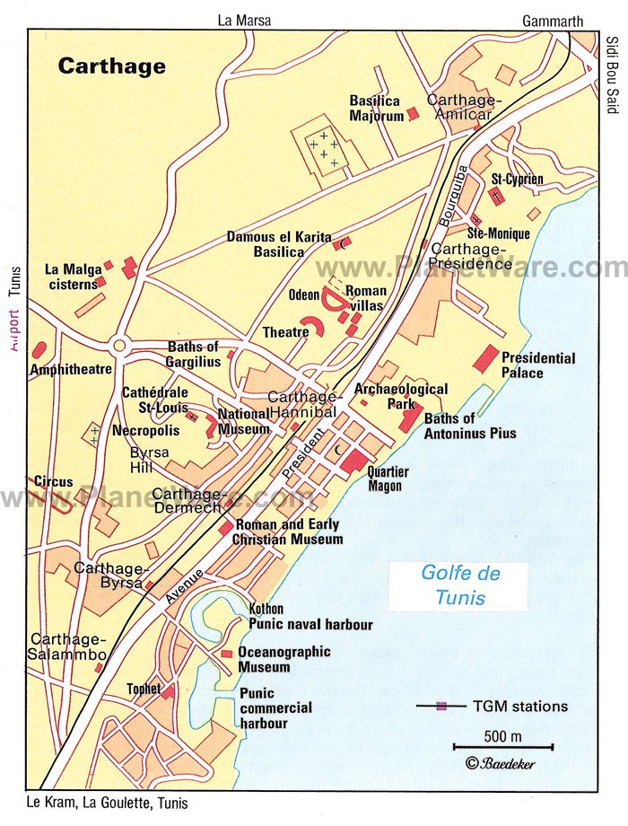 Carthage Map - Tourist Attractions