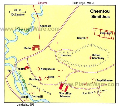 Mapa de Chemtou - Atracciones turísticas