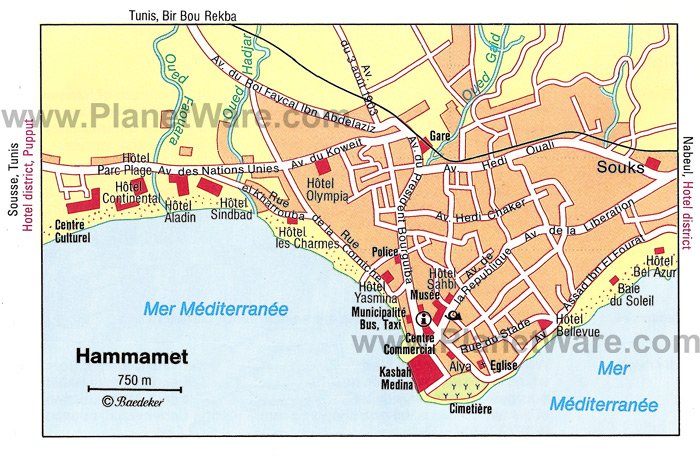 Hammamet Map - Tourist Attractions