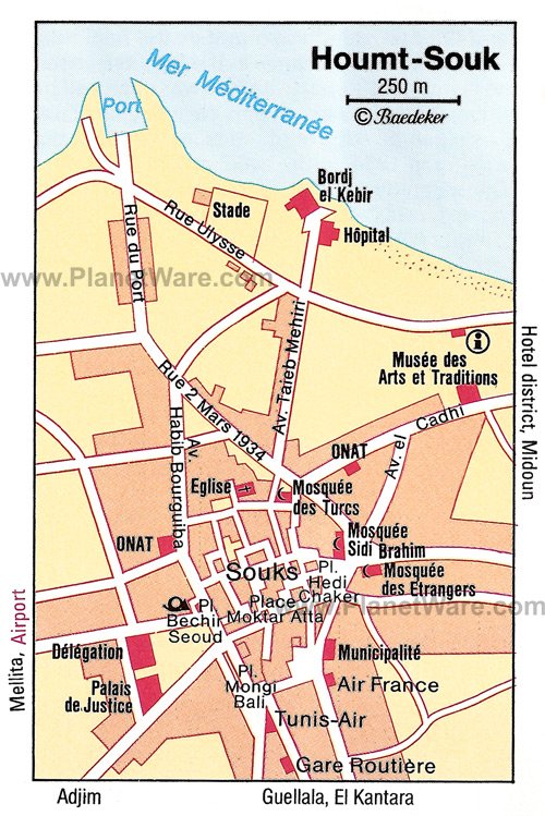 Houmt-Souk Map - Tourist Attractions