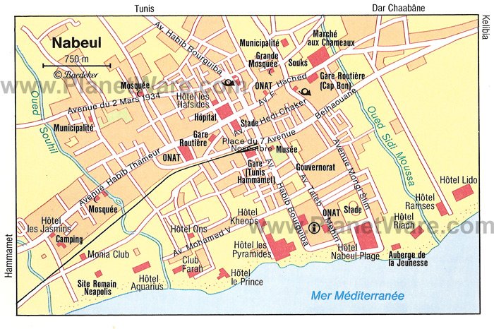 Nabeul Map - Tourist Attractions