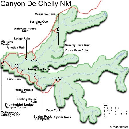 Arizona - Canyon De Chelly National Monument - Map