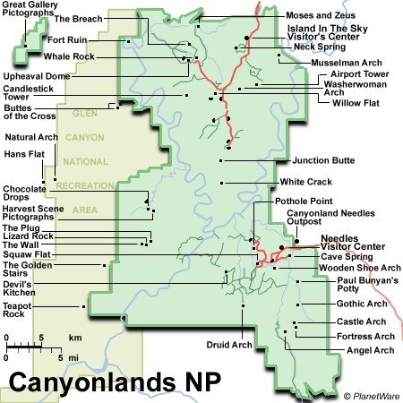 Canyonlands NP & Glen Canyon - Map