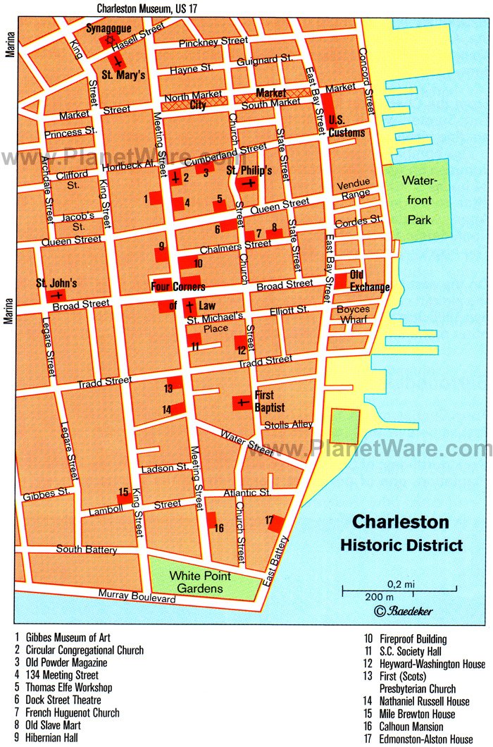 Charleston Map - Tourist Attractions