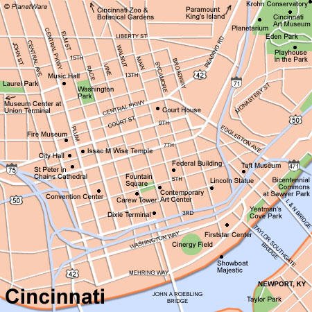 Cincinnati Map - Tourist Attractions