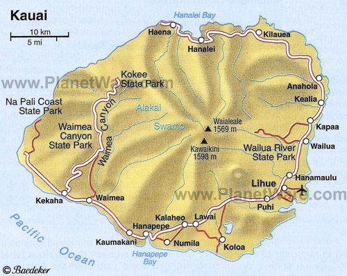 Kauai Map - Tourist Attractions