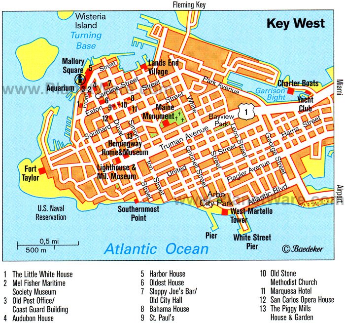 Key West Map - Tourist Attractions