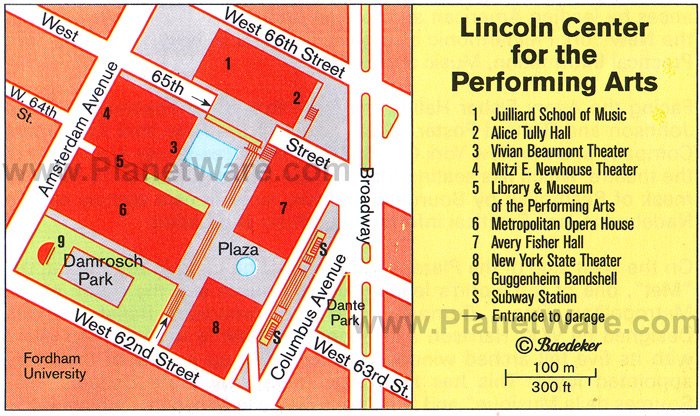 Lincoln Center for the Performing Arts - Layout map