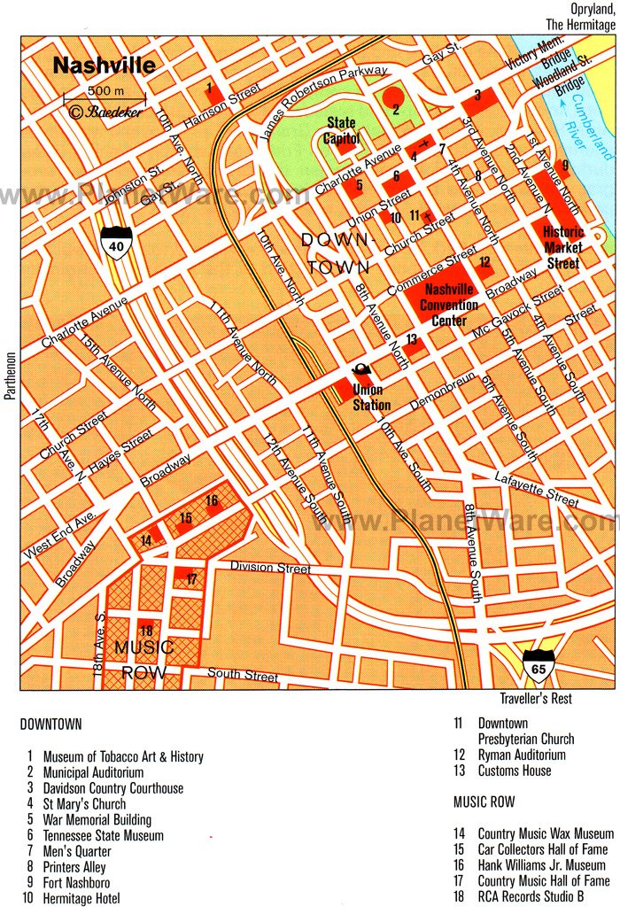 Nashiville Map - Tourist Attractions