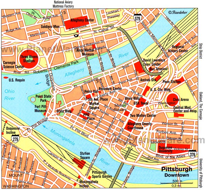 Pittsburgh (Downtown) Map - Tourist Attractions