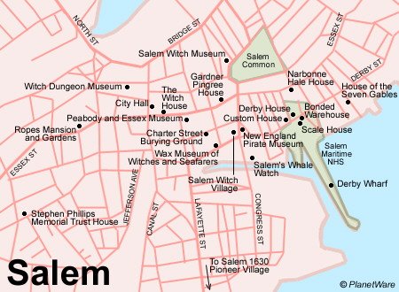 Salem Map - Tourist Attractions