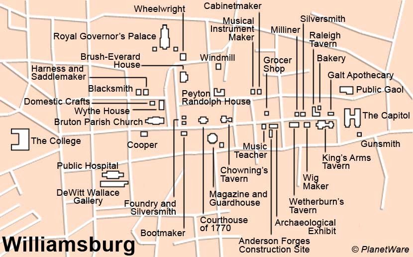 Map Of Colonial Williamsburg Va