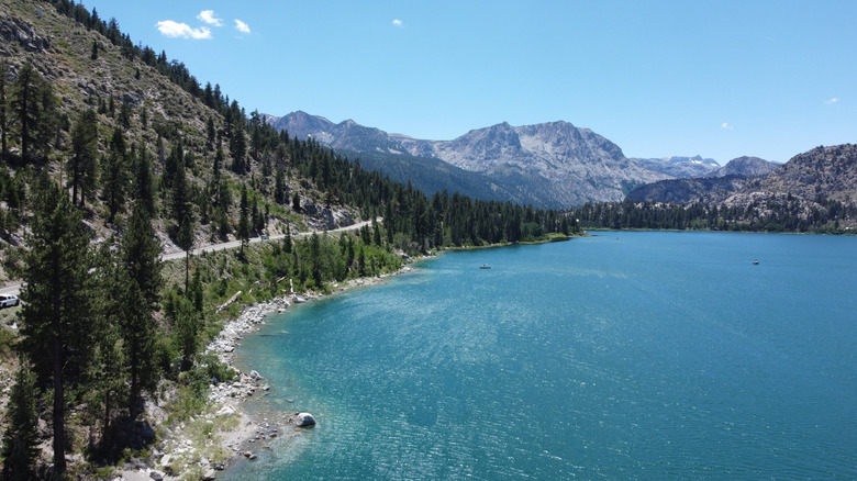 An aerial view of June Lake, California