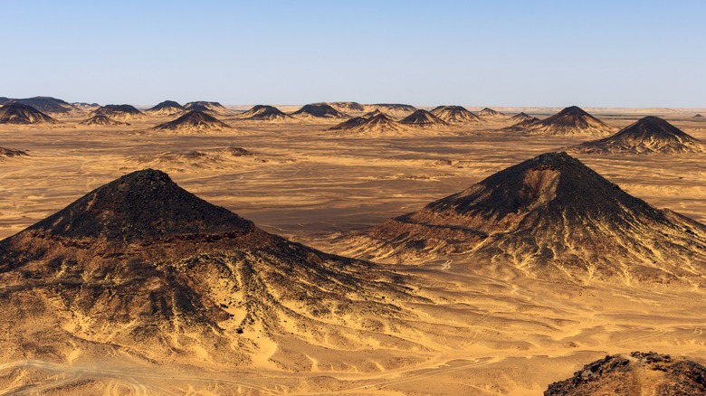 View of the Black Desert landscape in Egypt