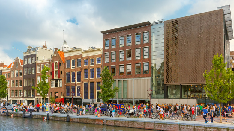 The exterior of the Anne Frank House in Amsterdam