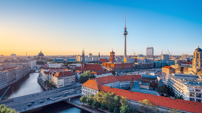 The Berlin skyline with the tall Berlin TV Tower
