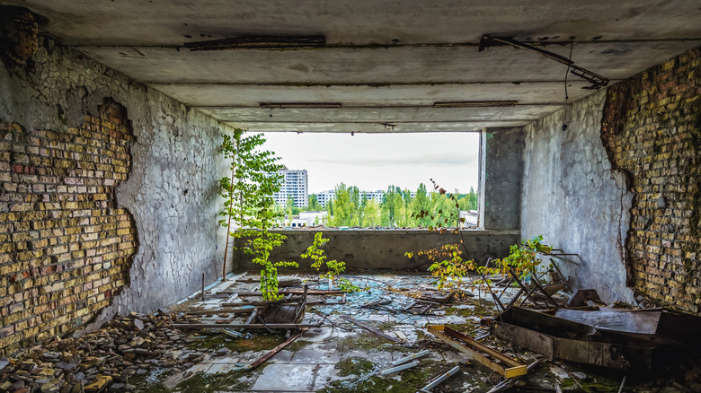 Inside a room at Hotel Polissya