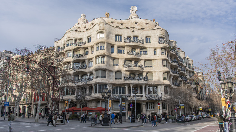 People walking by Casa Milà